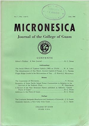 Micronesica: Journal of the College of Guam. Vol. 1, Nos. 1 and 2, June 1964.
