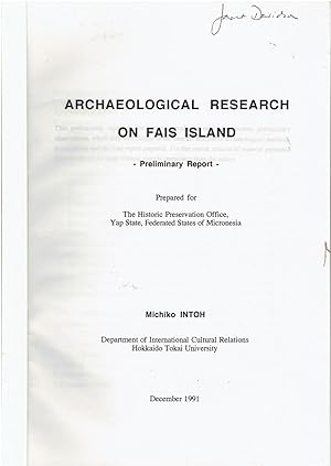 Archaeological Research on Fais Island. Preliminary Report.