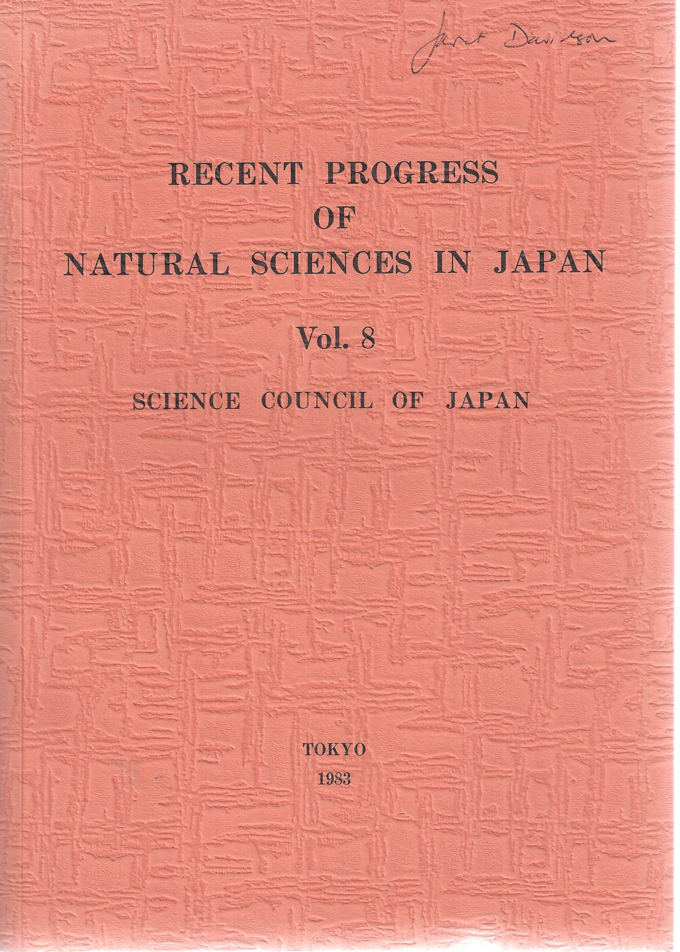Recent progress of natural sciences in Japan. Vol. 8