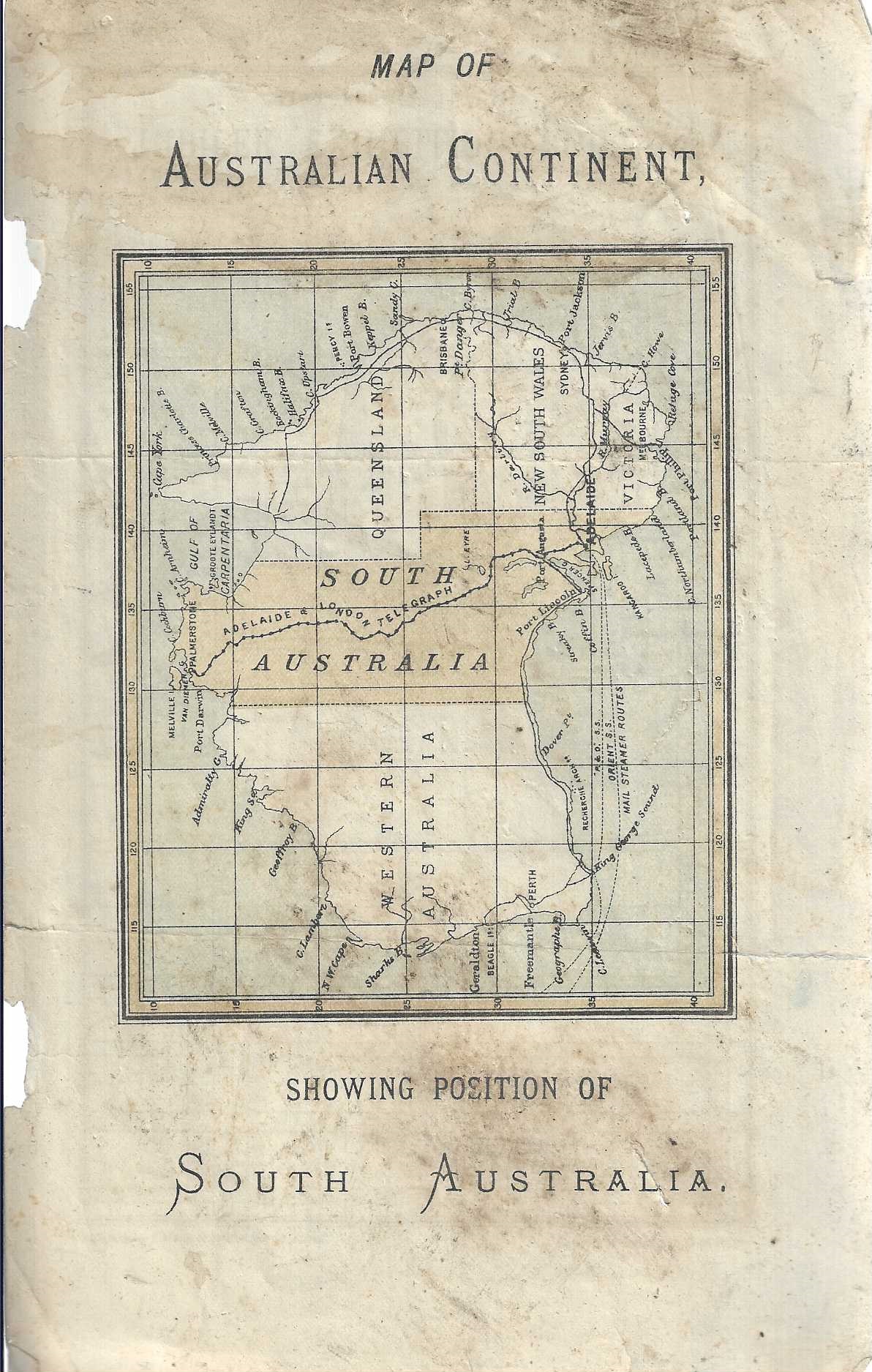 Map of Australian Continent, showing position of South Australia