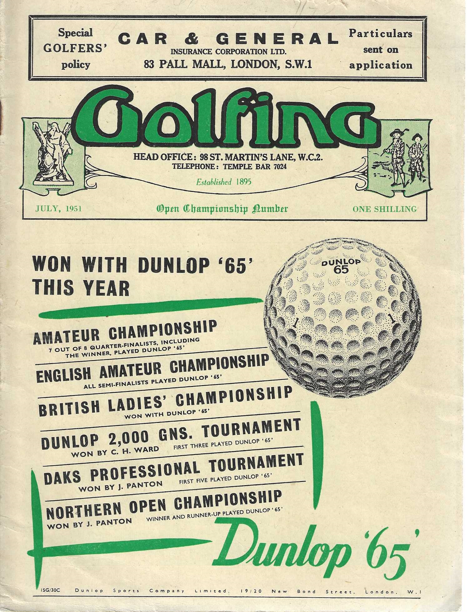 Golfing and Ladies' Golf. Vol. LXXV, No. 1436, July 1951