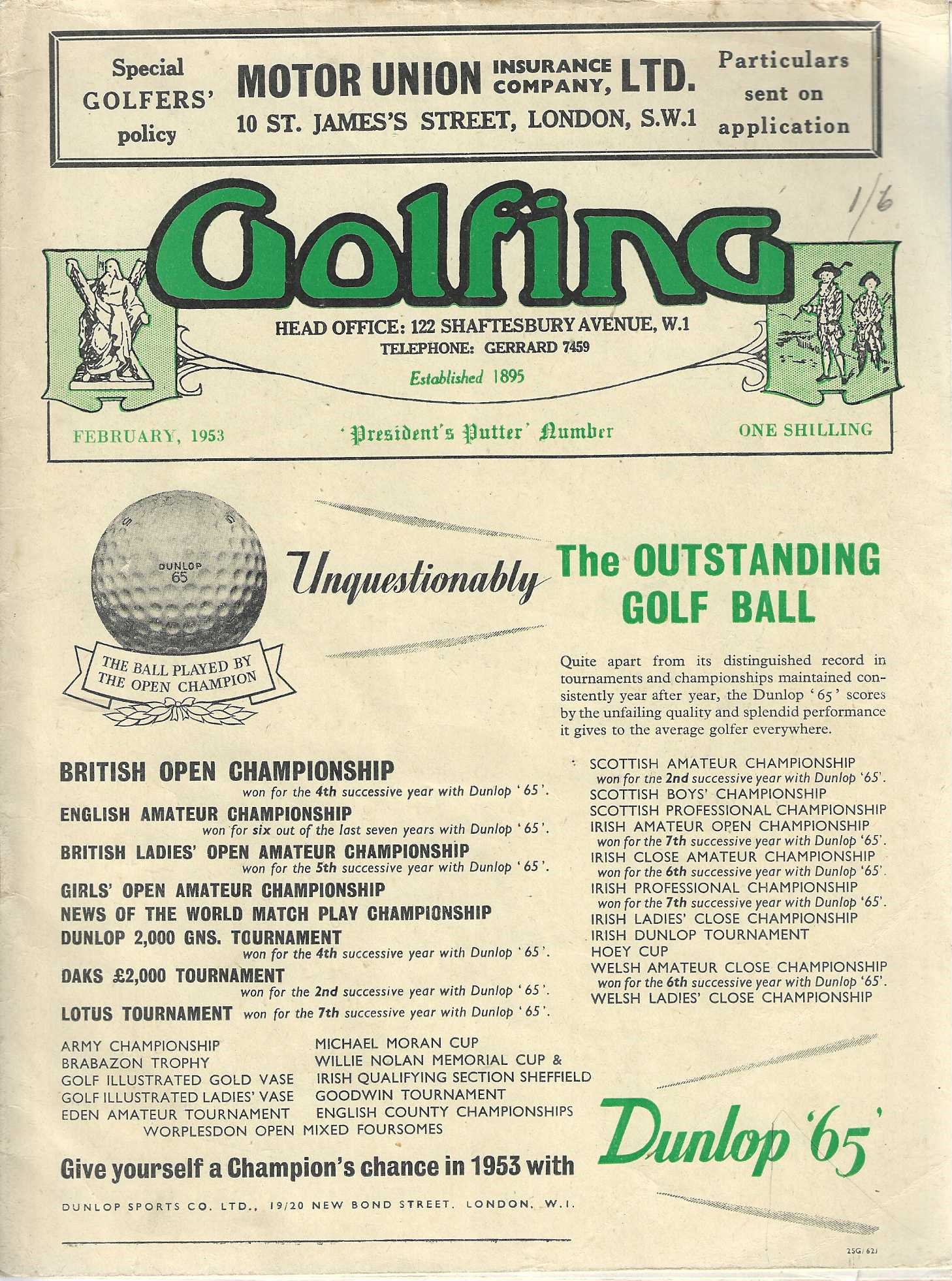 Golfing and Ladies' Golf. Vol. LXXVI, No. 1455, February 1953