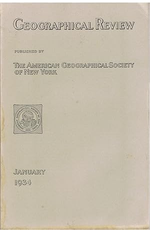 Geographical Review, January 1934. Vol. XXIV No. 1. Vol. 24. articles: Long Beach earthquake; A recent survey in Little Tibet (40 pages, several b/w illustrations and a large coloured map of the Eastern Karakoram); white settlement in Saba Island, Dutch West Indies; the population of the Malay Penin