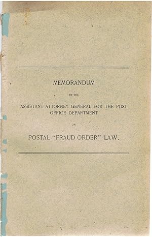 Memorandum By the Assistant Attorney General for the Post Office Department on Postal 